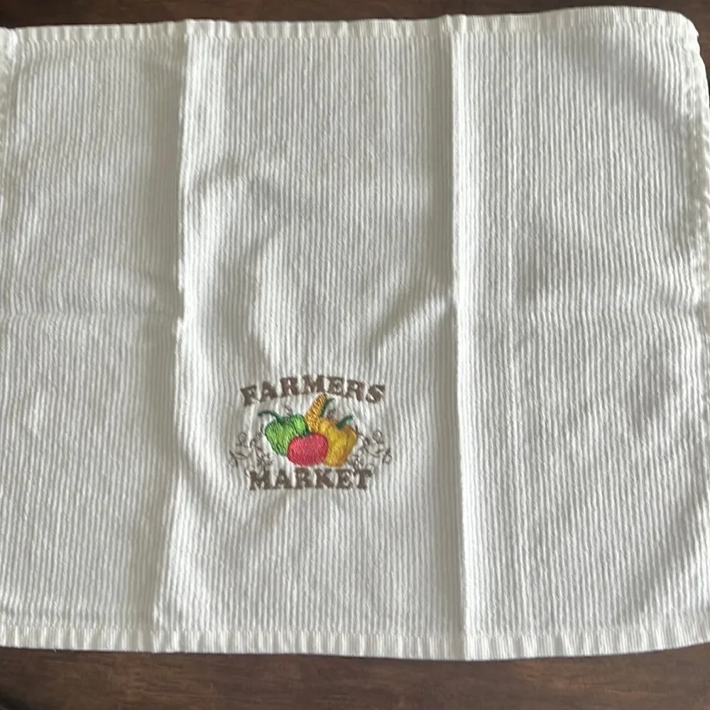 White Cotton Farmers Market Vegetables Kitchen Bar-Mop 18” by 16”
